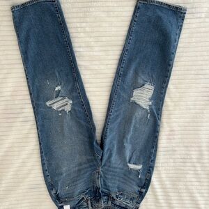 Distressed Blue Jeans